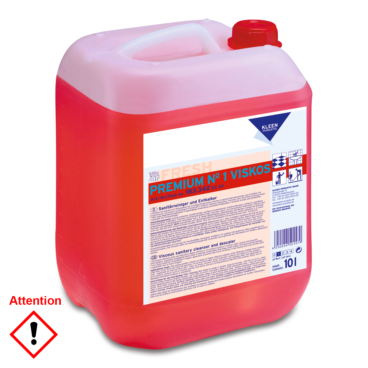 Premium No.1 Viskos, Sanitärreiniger, 10l Kanister Premium No.1 Viskos, Sanitärreiniger, 10l Kanister