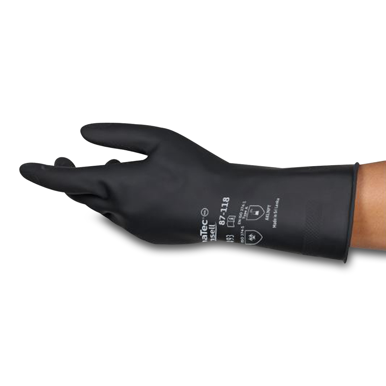 AlphaTec® 87-118 extra schwere Naturkautschuk-Handschuhe Schwarz